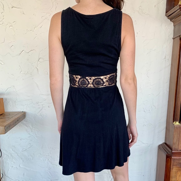ASOS black mini dress with lace-like cutout detail - Picture 3 of 7